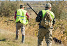 Caccia in Lombardia, ok all’osservatorio faunistico regionale caccia in lombardia, due cacciatori di spalle con cane