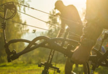 Controllo faunistico con l’arco, bando nel Parco dei Colli euganei controllo faunistico con l’arco: due arcieri nella foresta, arco in primo piano