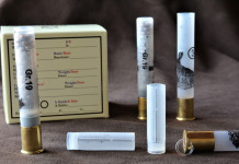 Cartuccia ricaricata calibro .410 con piombo numero 3: per la caccia alla lepre Cartuccia ricaricata calibro .410 con piombo numero 3 per la caccia alla lepre