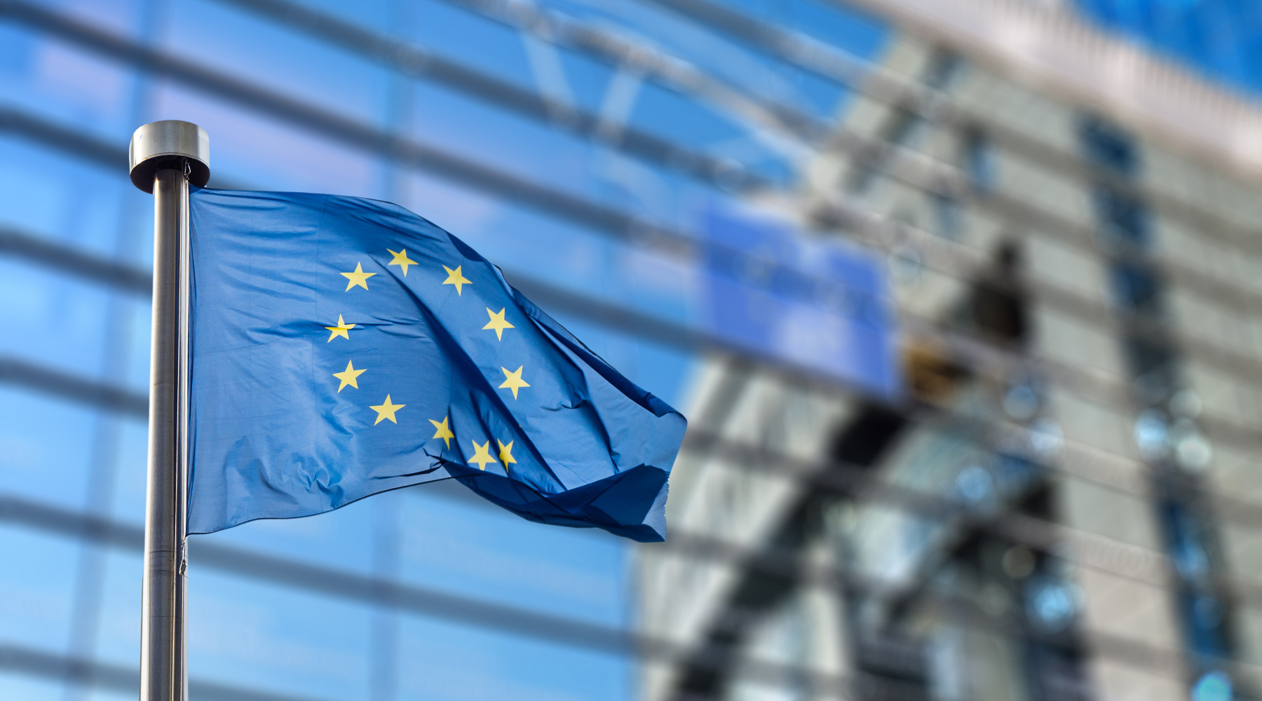 Controllo faunistico: bandiera dell'unione europea davanti a palazzo Berlaymont