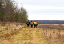 Delega alla caccia in Lombardia, la posizione di Fidc Brescia Delega alla caccia in Lombardia: di spalle, quattro cacciatori in alta visibilità