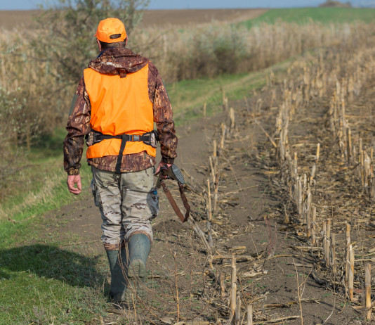 Unità dei cacciatori, accordo Federcaccia-Anuu Unità dei cacciatori: cacciatore di spalle con gilet alta visibilità