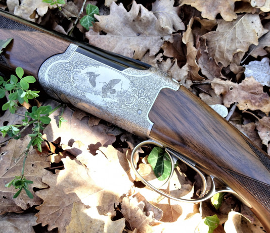 Chapuis Super Orion C60 Woodcock type calibro 12: il test del fucile da caccia Chapuis Super Orion C60 Woodcock type calibro 12 il test del fucile da caccia: fotografia del fucile sovrapposto per la caccia alla beccaccia, in mezzo alle foglie autunnali