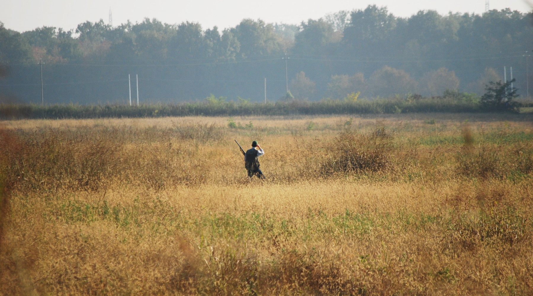 Riforma della legge sulla caccia, nuovo rinvio della discussione Riforma della legge sulla caccia, nuovo rinvio della discussione: cacciatore di spalle, in collina