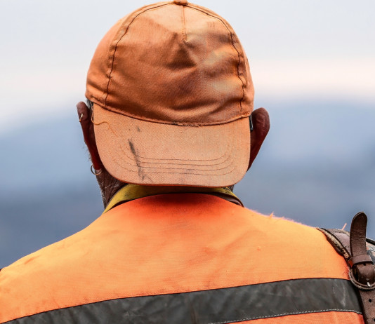Lombardia corregge orari di caccia indicati sul tesserino venatorio Lombardia corregge orari di caccia indicati sul tesserino venatorio: cacciatore di spalle con abbigliamento alta visibilità