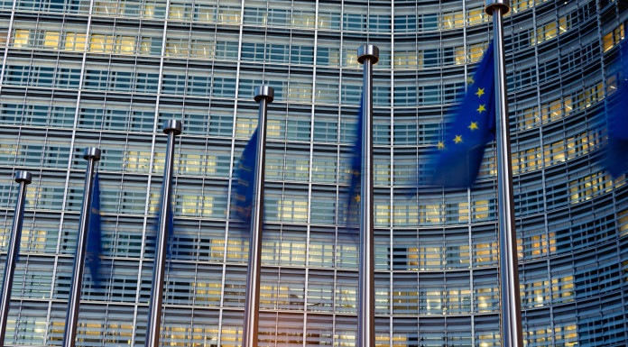 Per la cabina di regia la lettera della Commissione europea è «uno sgarbo istituzionale» Per la cabina di regia la lettera della Commissione europea sulla riforma della legge 157/92 è «uno sgarbo istituzionale» - bandiere davanti a palazzo Berlaymont, sede della Commissione europea
